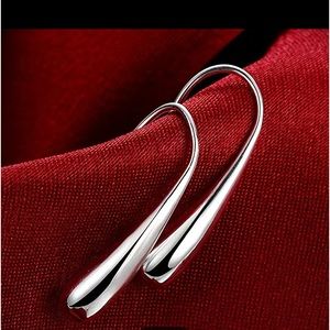 925 Silver Fashion Simple Water Drop Shape Silver Earrings Women's Fine Jewelry